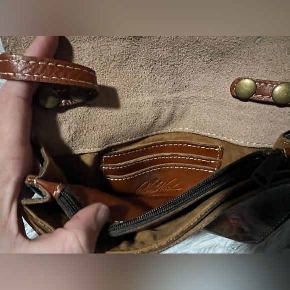 Patricia Nash Rustic Chestnut Leather Map Location Pattern Handbag - Picture 11 of 14